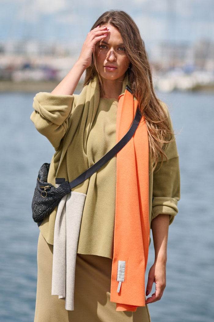 No Waste Scarf 4063nw Olive Sand Orange - AngraBech