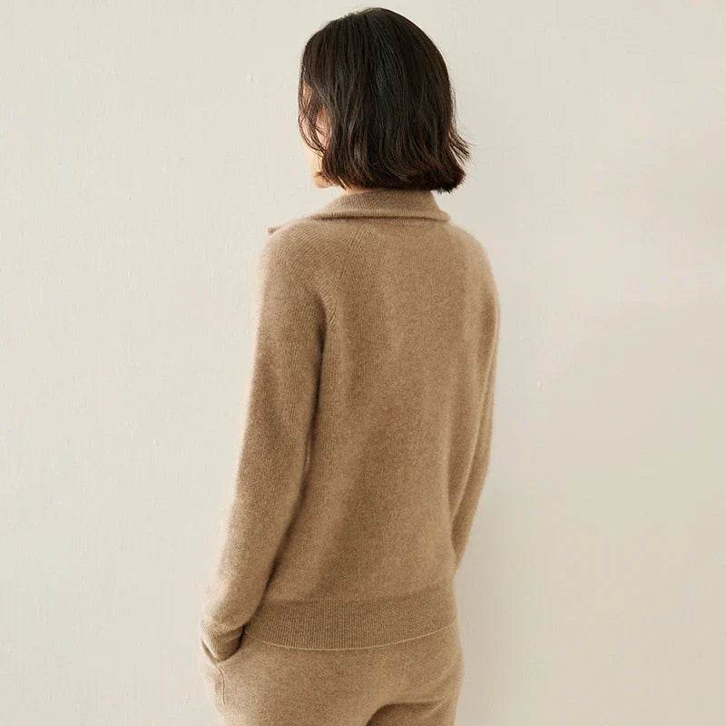 Pure Cashmere Half Zip Knitted Pullover 1 - AngraBech