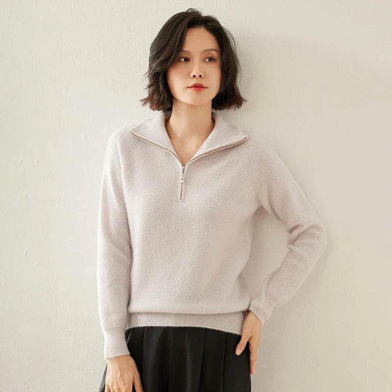 Pure Cashmere Half Zip Knitted Pullover 1 - AngraBech