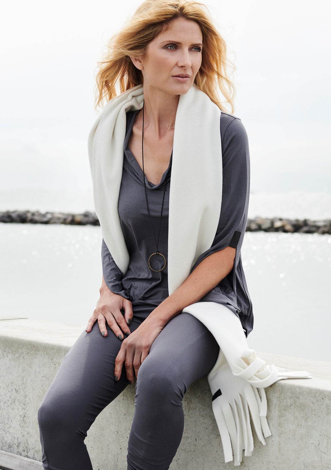 Scarf Wi Fringes 4077 Scarves Off White - AngraBech