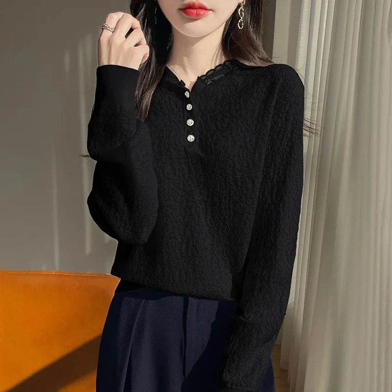 Soft Jacquard Knit Long Sleeve Pullover - AngraBech