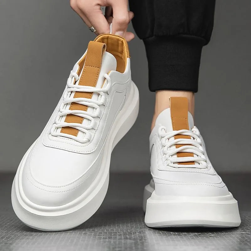 Sporty Casual White Lace-Up Sneakers