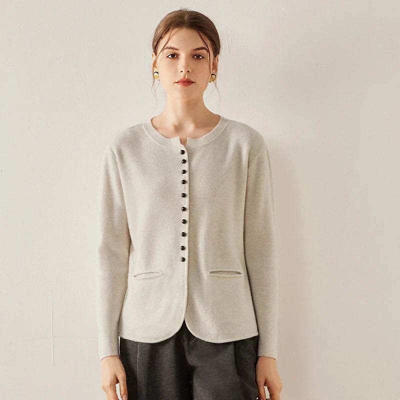 Spring Cashmere Knitted Loose Bottom Cardigan - AngraBech