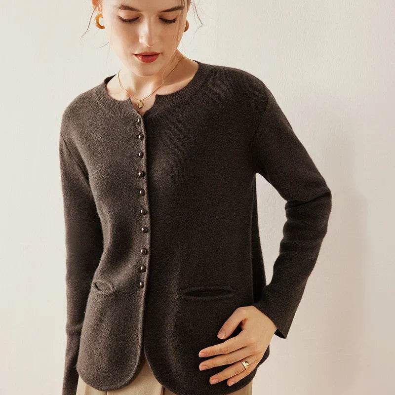 Spring Cashmere Knitted Loose Bottom Cardigan - AngraBech