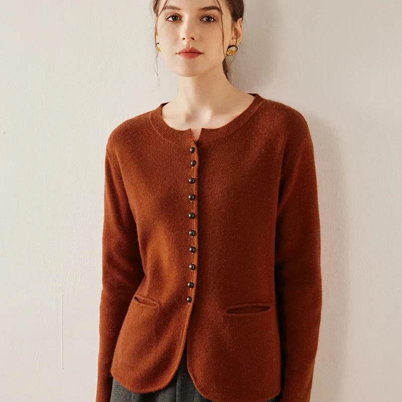 Spring Cashmere Knitted Loose Bottom Cardigan - AngraBech