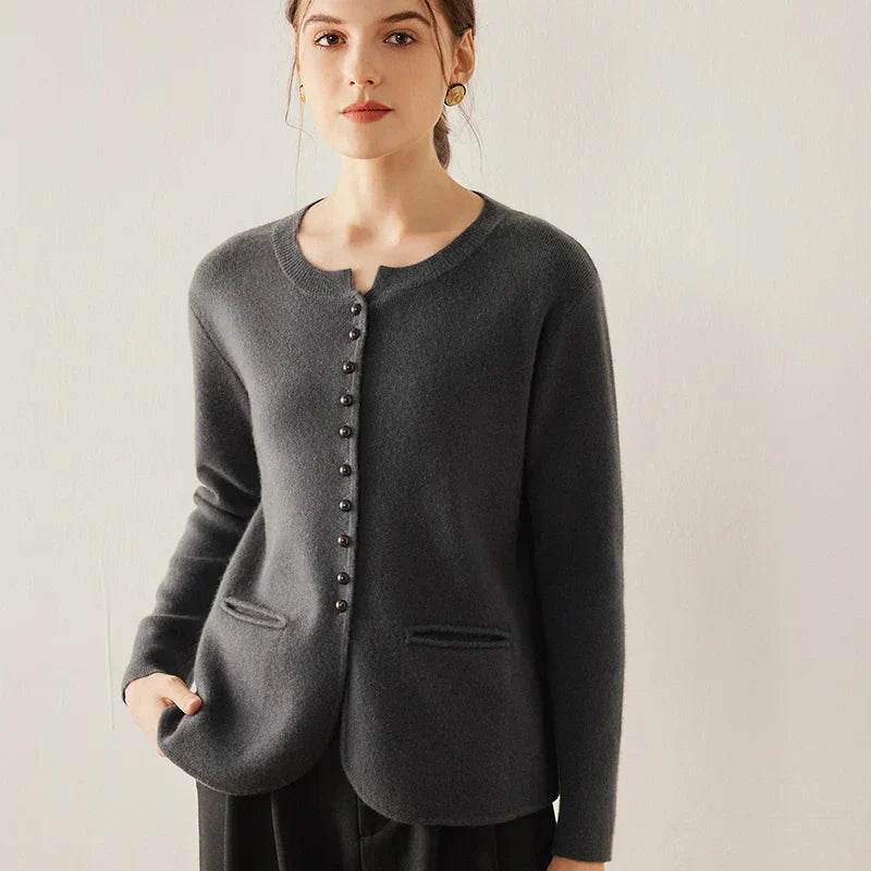 Spring Cashmere Knitted Loose Bottom Cardigan - AngraBech