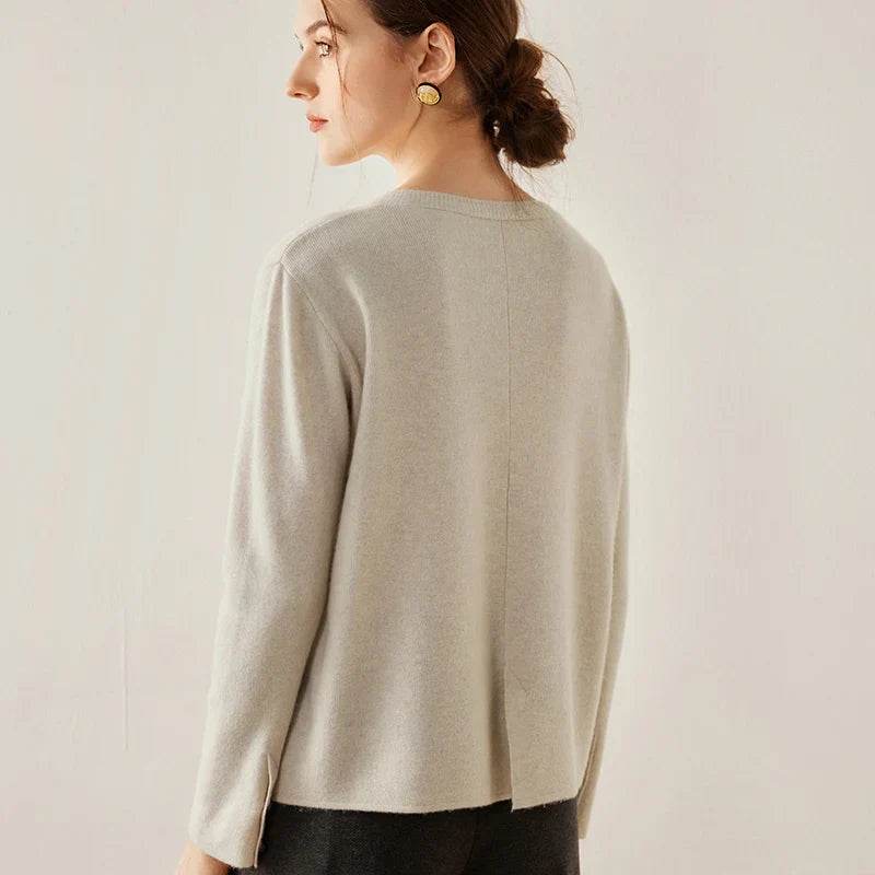 Spring Cashmere Knitted Loose Bottom Cardigan - AngraBech