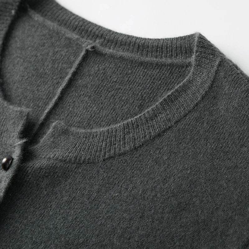 Spring Cashmere Knitted Loose Bottom Cardigan - AngraBech