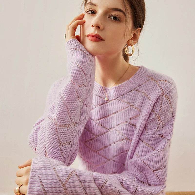 Spring Pure Cashmere Knit Pullover 1 - AngraBech