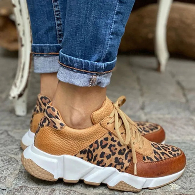 Stylish Leopard Print Thick Sole Sneakers