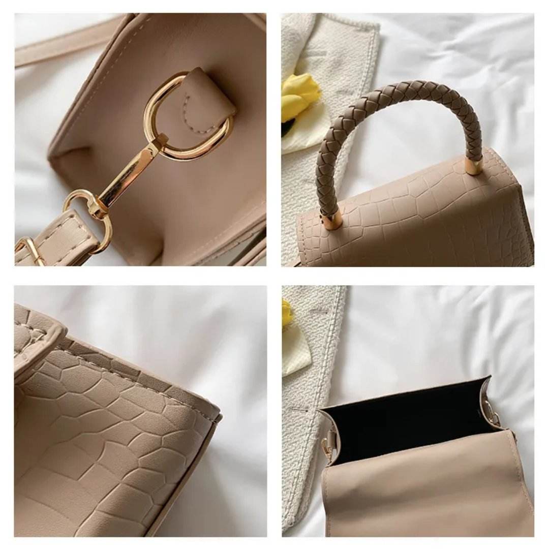 Top Handle Croc Embossed Handbag - AngraBech