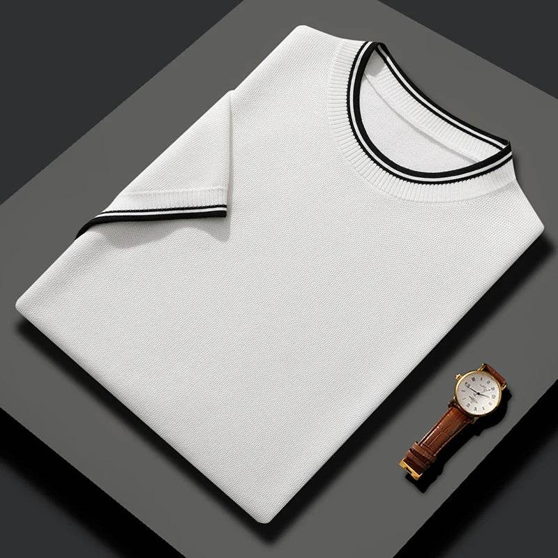 Summer Mulberry Silk Contrast Knit T Shirt - AngraBech