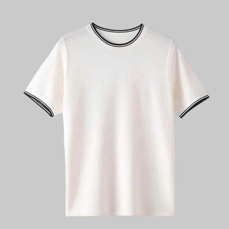Summer Mulberry Silk Contrast Knit T Shirt - AngraBech