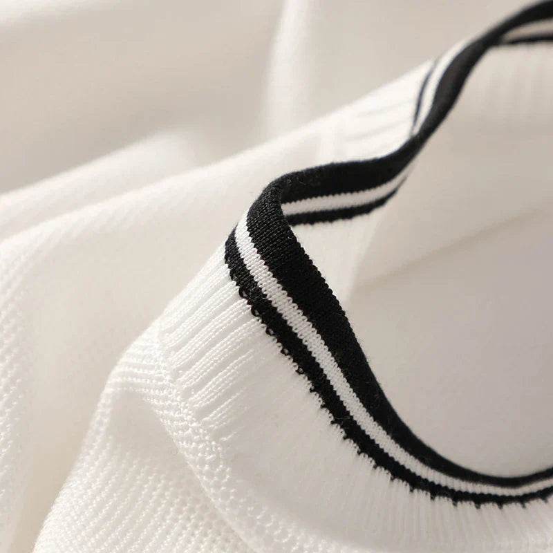 Summer Mulberry Silk Contrast Knit T Shirt - AngraBech