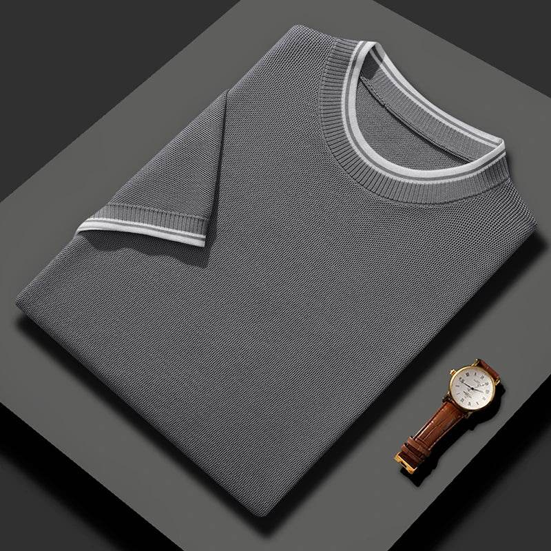 Summer Mulberry Silk Contrast Knit T Shirt - AngraBech