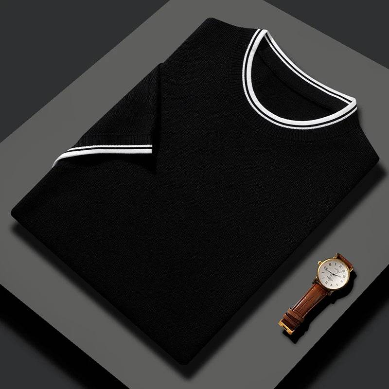 Summer Mulberry Silk Contrast Knit T Shirt - AngraBech