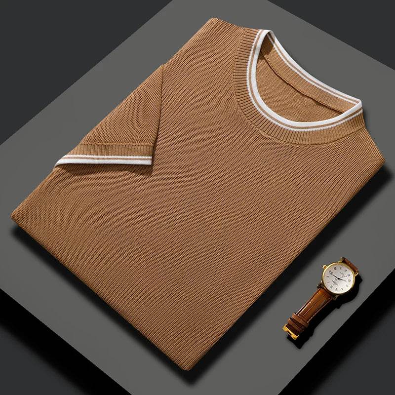 Summer Mulberry Silk Contrast Knit T Shirt - AngraBech