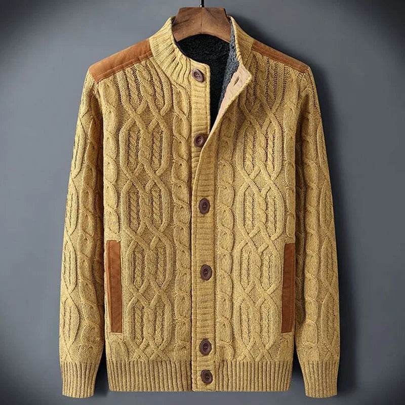 Ic Cable Knit Wool Cardigan Jaet - AngraBech