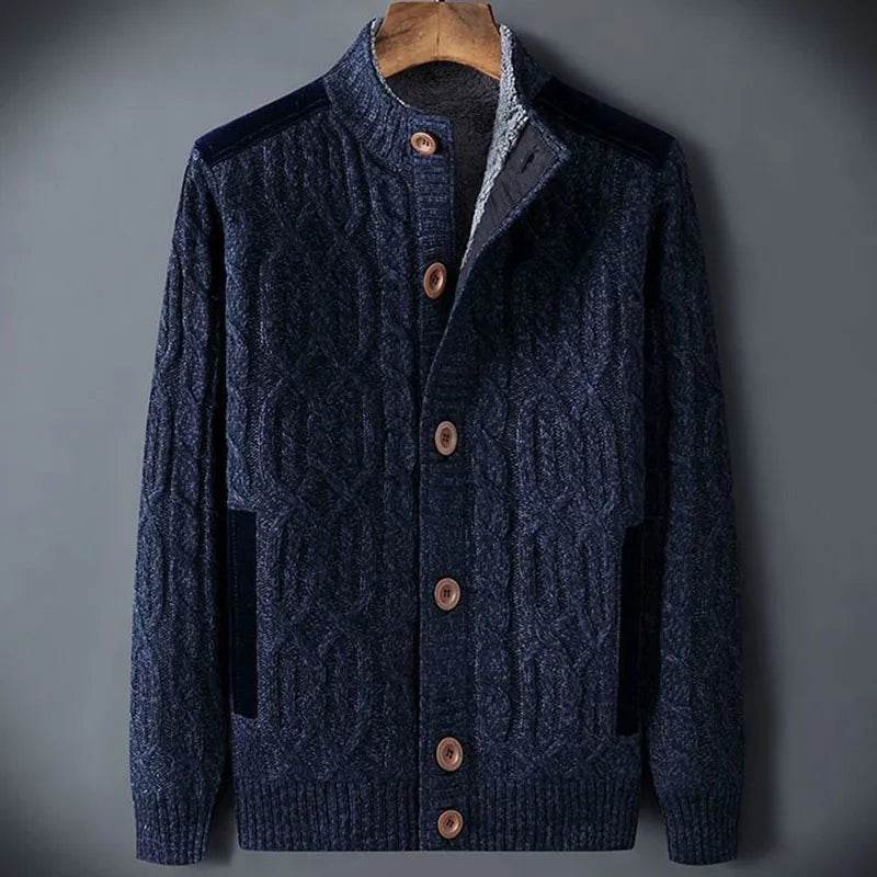 Ic Cable Knit Wool Cardigan Jaet - AngraBech