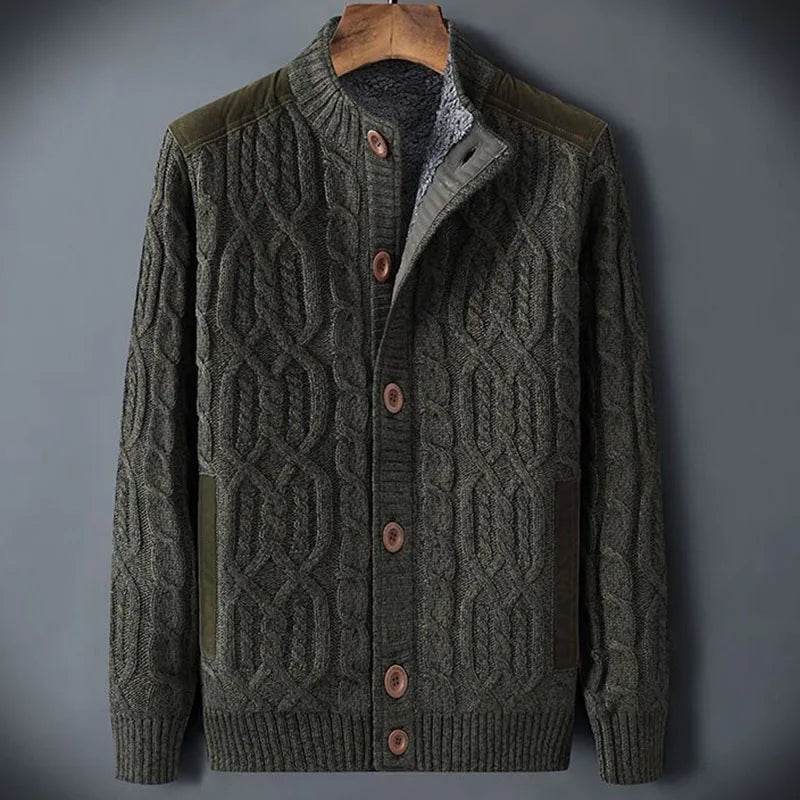 Ic Cable Knit Wool Cardigan Jaet - AngraBech
