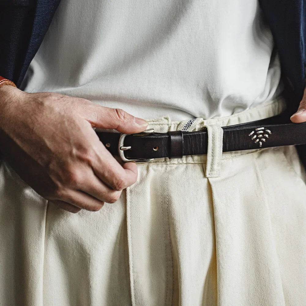 In Genuine Cowhide Stitched Retro Belt - AngraBech