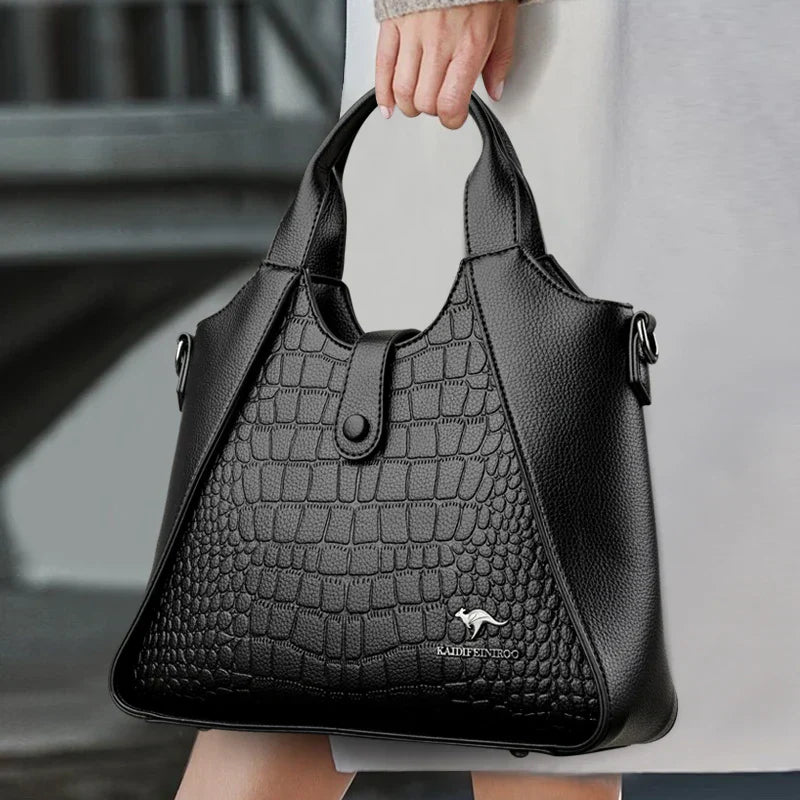 Trendy Croc-Embossed Leather Handbag