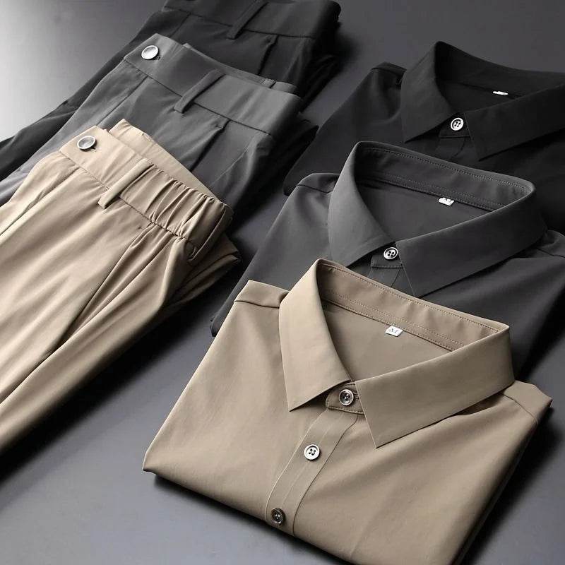 Button Up Polo Two Piece Set - AngraBech