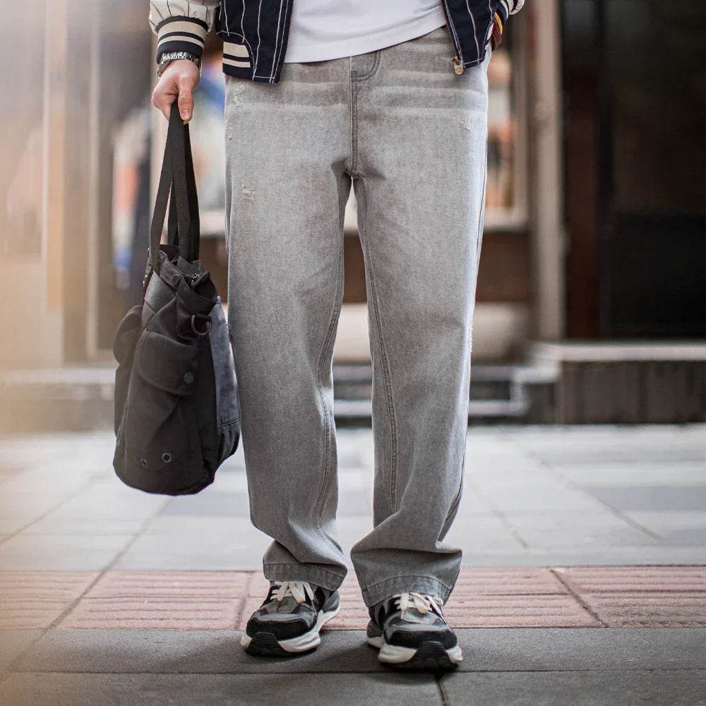 Vintage Washed Heavyweight Grey Jeans - AngraBech