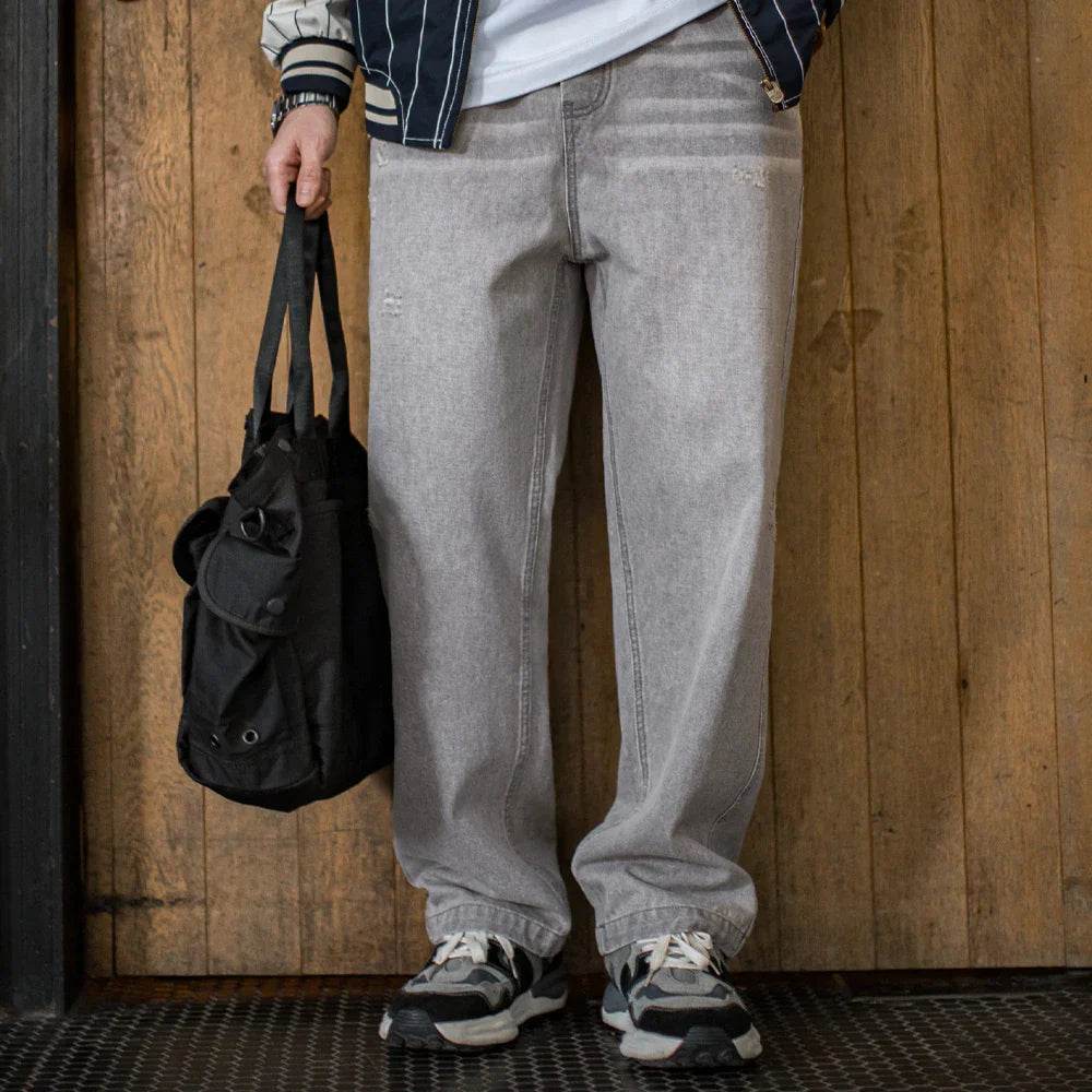 Vintage Washed Heavyweight Grey Jeans - AngraBech