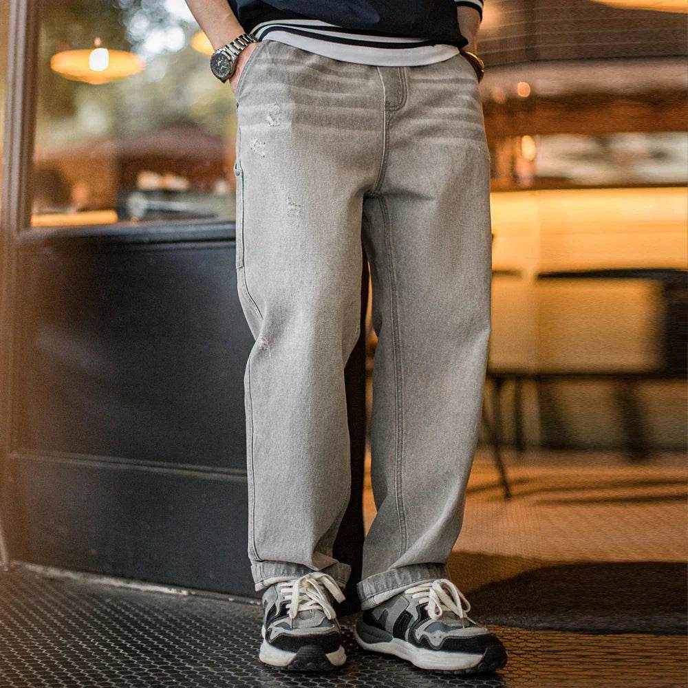 Vintage Washed Heavyweight Grey Jeans - AngraBech