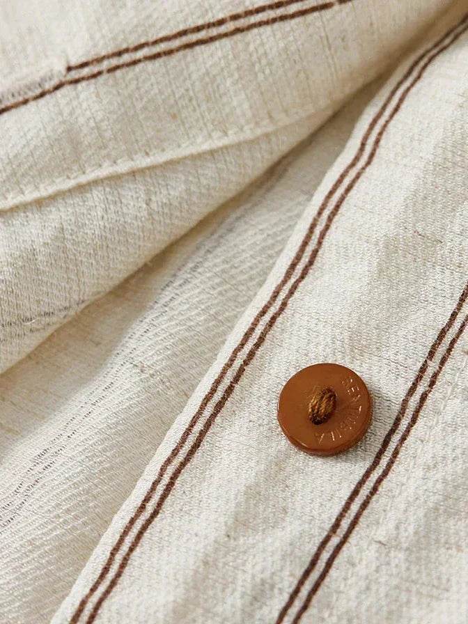 Womens Striped Linen Shirt Casual Blouses - AngraBech
