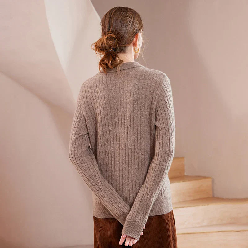 Women's Pure Cashmere Polo Collar Sweater