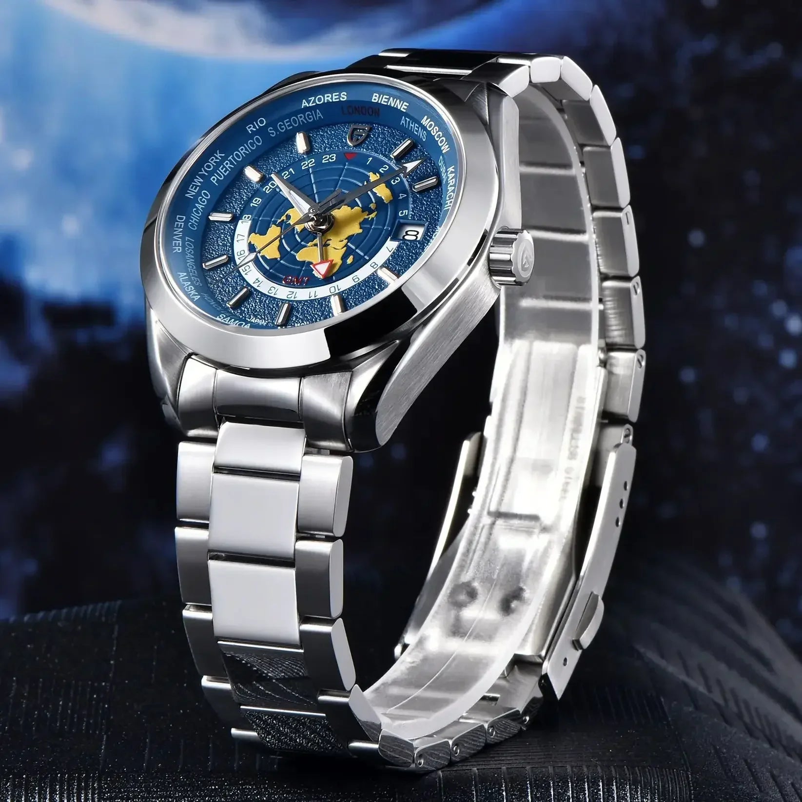 World Time Automatic Mechanical Waterproof Watch