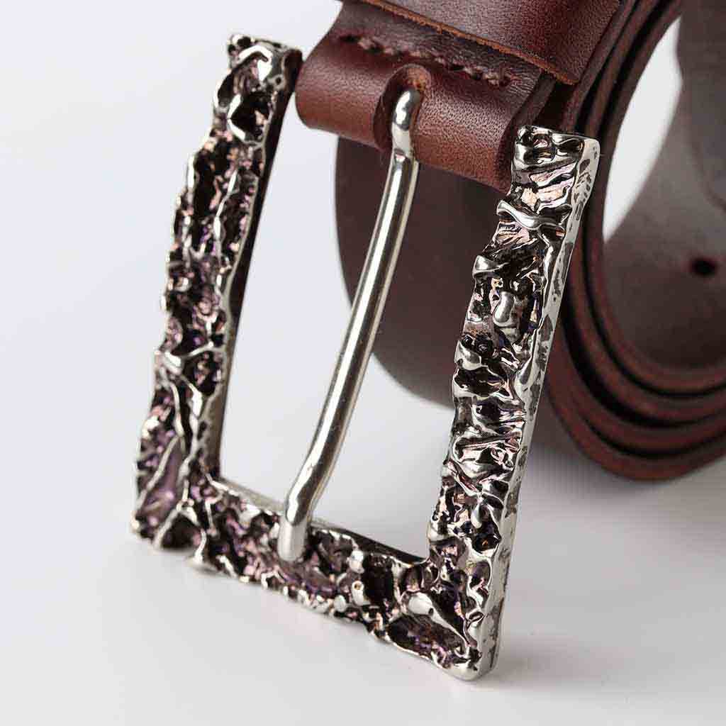 Unisex Leaer Belt Laro Chocolate Palladium By Kaseta - AngraBech