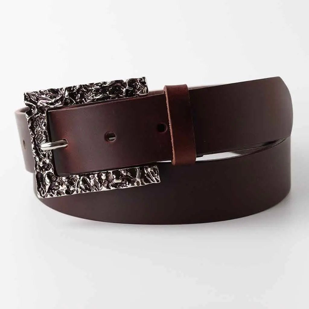 Unisex Leaer Belt Laro Chocolate Palladium By Kaseta - AngraBech