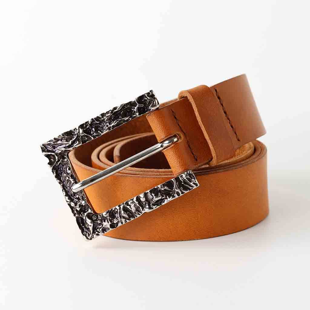 Unisex Tan Leaer Belt Laro Palladium By Kaseta - AngraBech