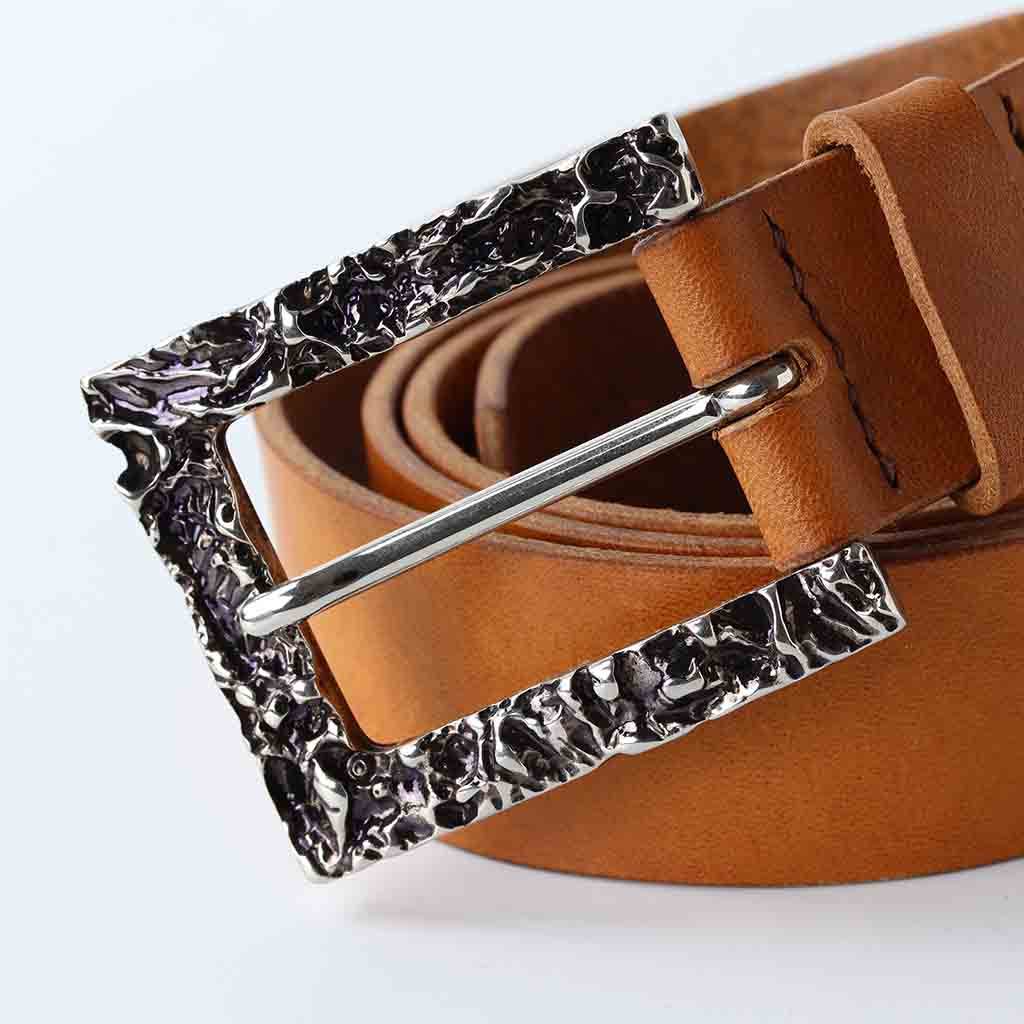 Unisex Tan Leaer Belt Laro Palladium By Kaseta - AngraBech