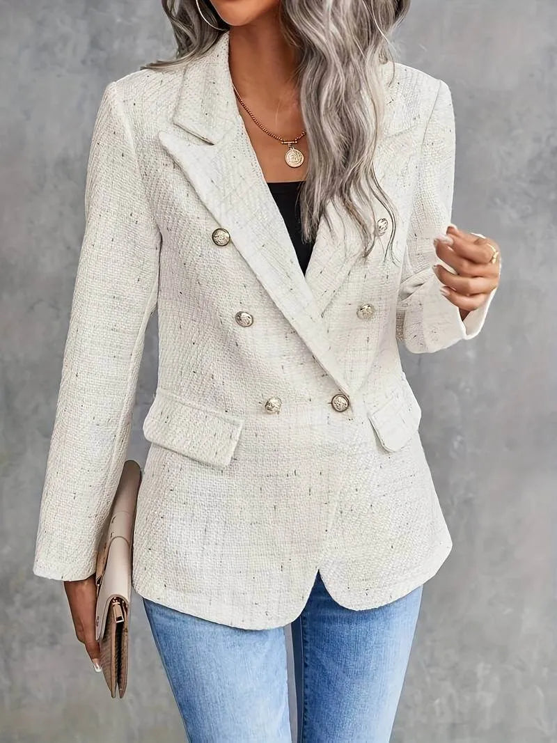 Womens Textured Double Breasted Blazer - AngraBech