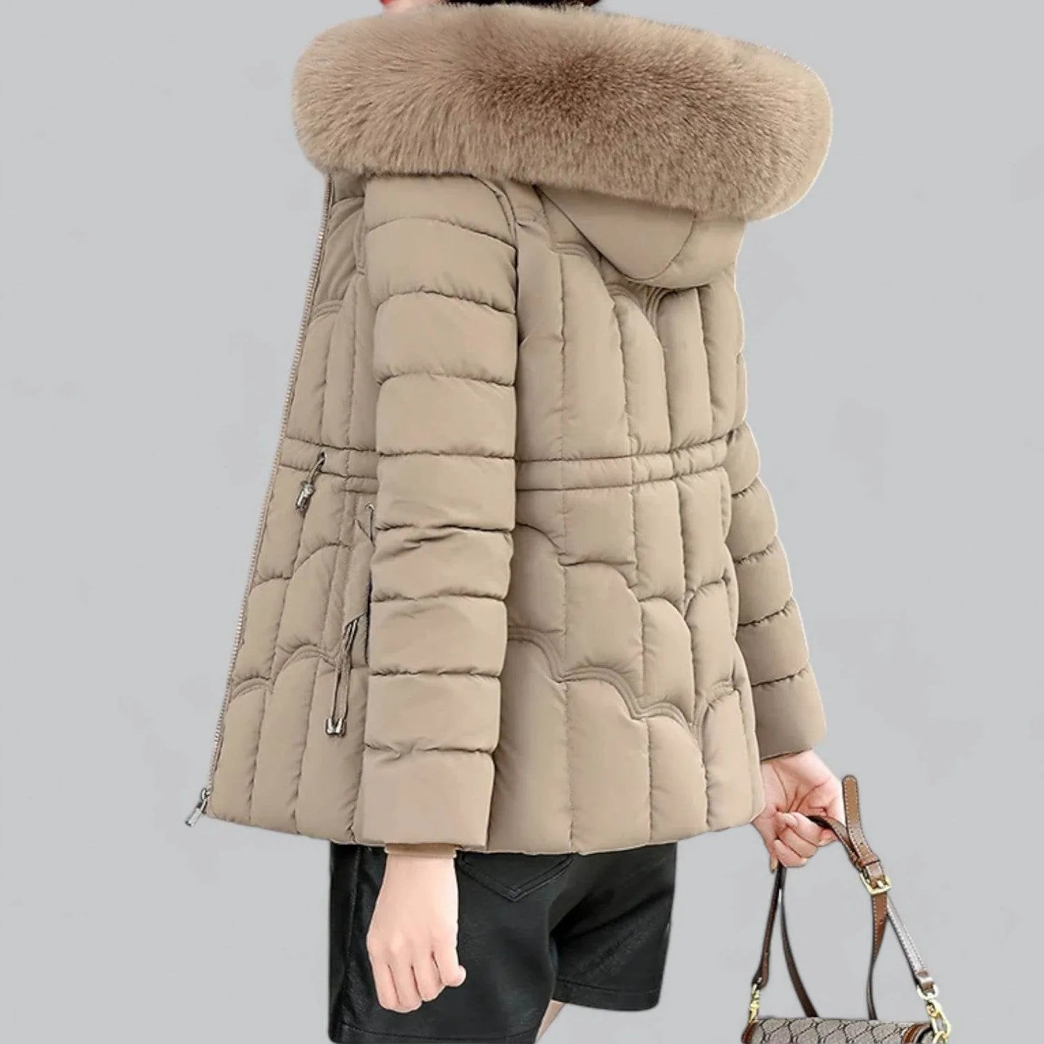Womens Faux Fur Trim Puffer Parka - AngraBech