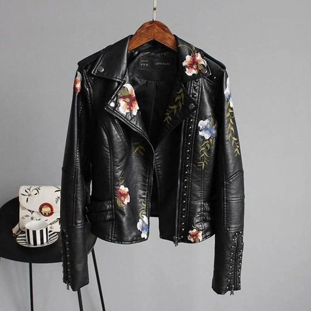 Stylish Women S Floral Leaer Jaet - AngraBech