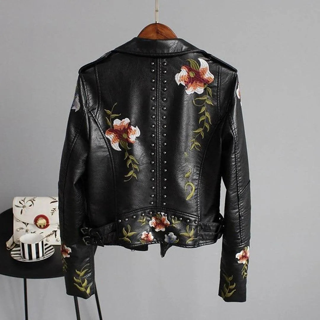 Stylish Women S Floral Leaer Jaet - AngraBech