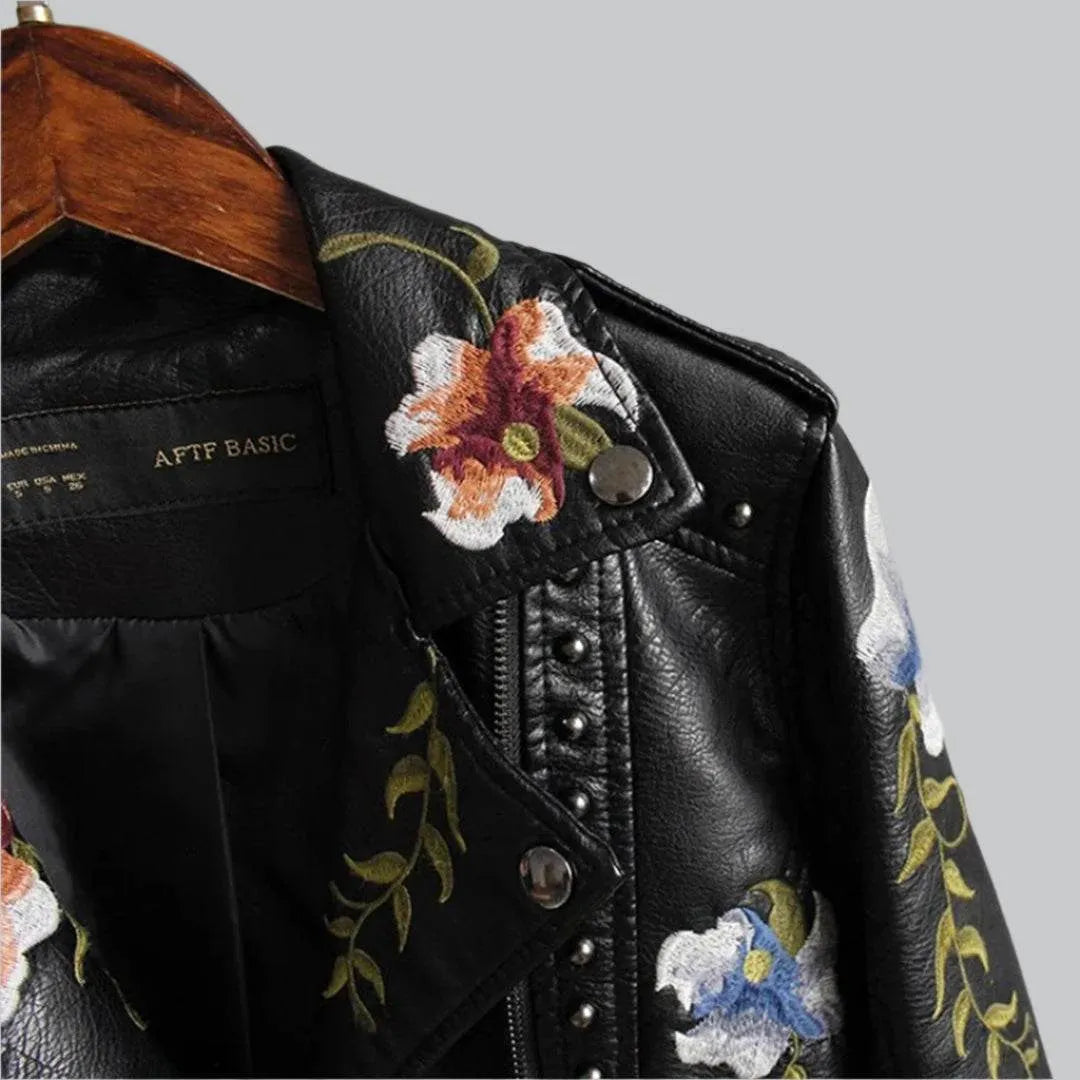 Stylish Women S Floral Leaer Jaet - AngraBech