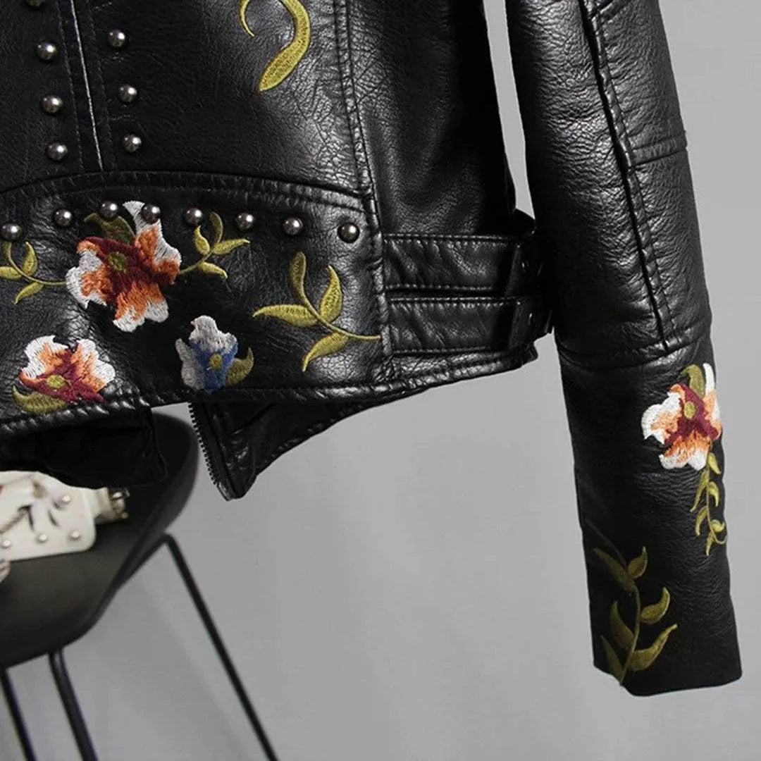 Stylish Women S Floral Leaer Jaet - AngraBech
