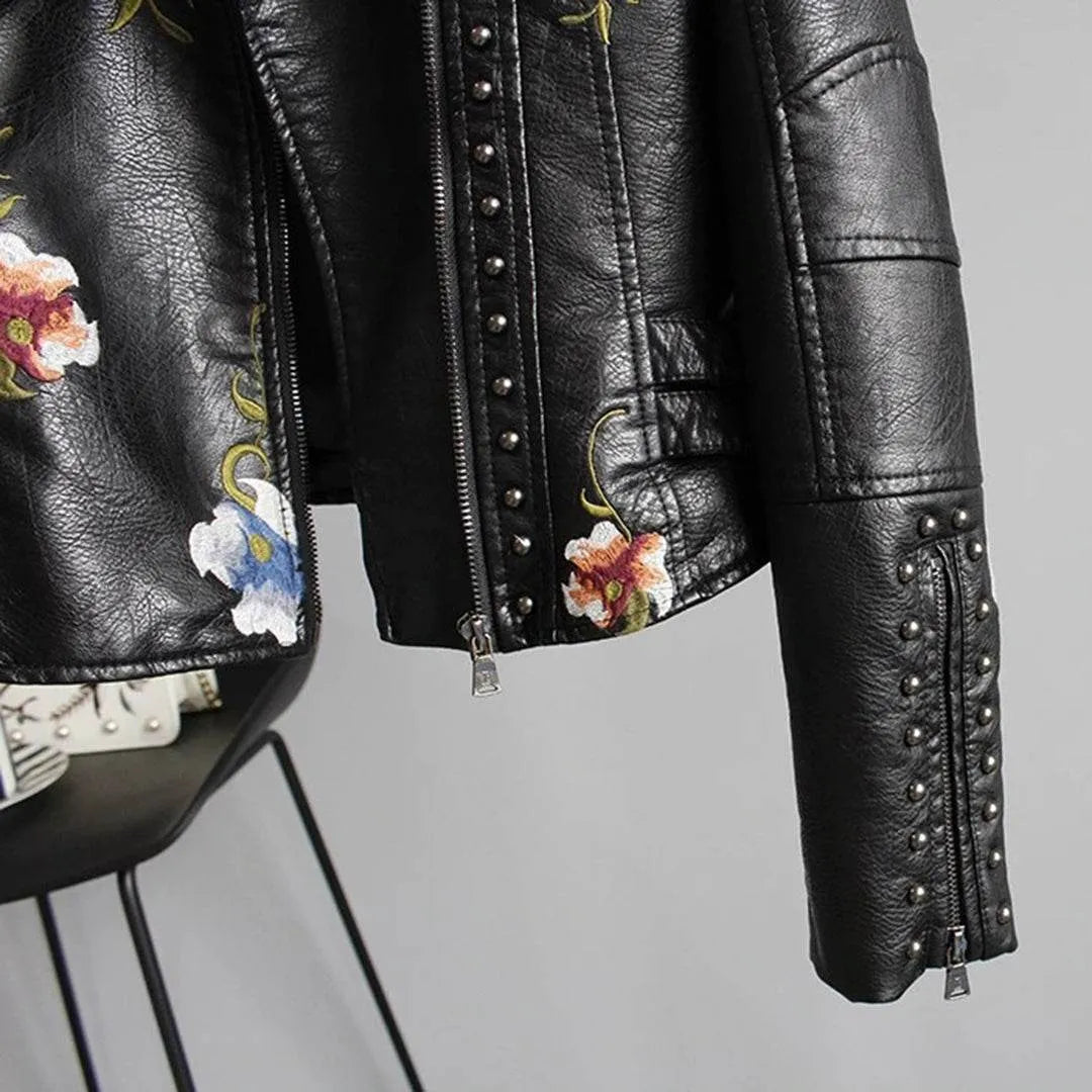 Stylish Women S Floral Leaer Jaet - AngraBech