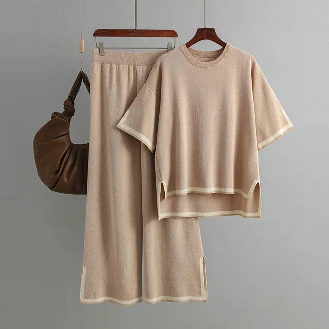Stylish Knit Top Wide Leg Set - AngraBech