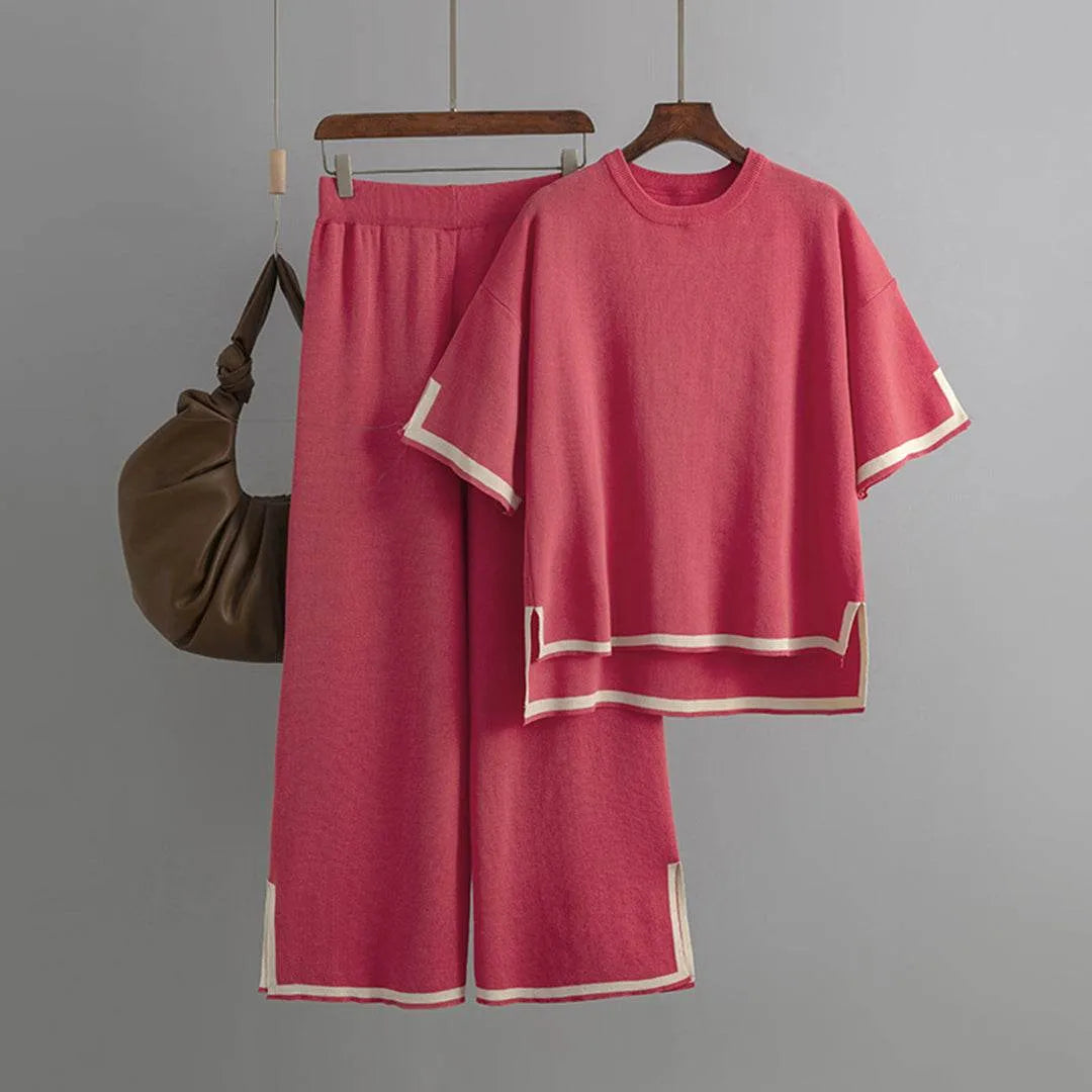 Stylish Knit Top Wide Leg Set - AngraBech
