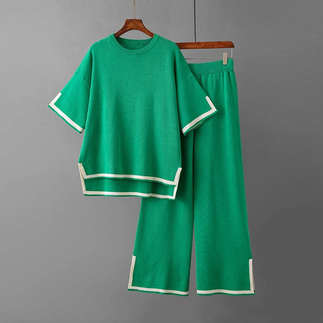 Stylish Knit Top Wide Leg Set - AngraBech