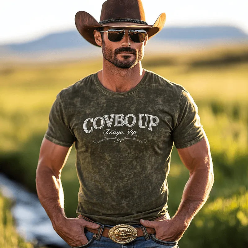 Mens Summer Embroidered Round Ne Short Sleeve T Shirt - AngraBech