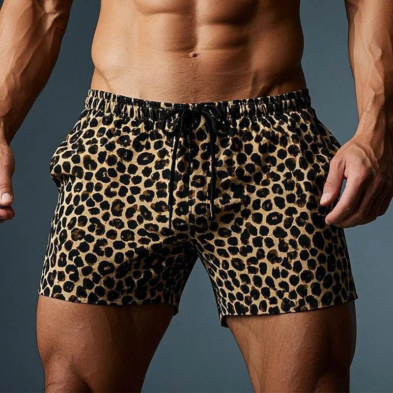 Mens Leopard Print Comfortable Breaable Shorts 1 - AngraBech