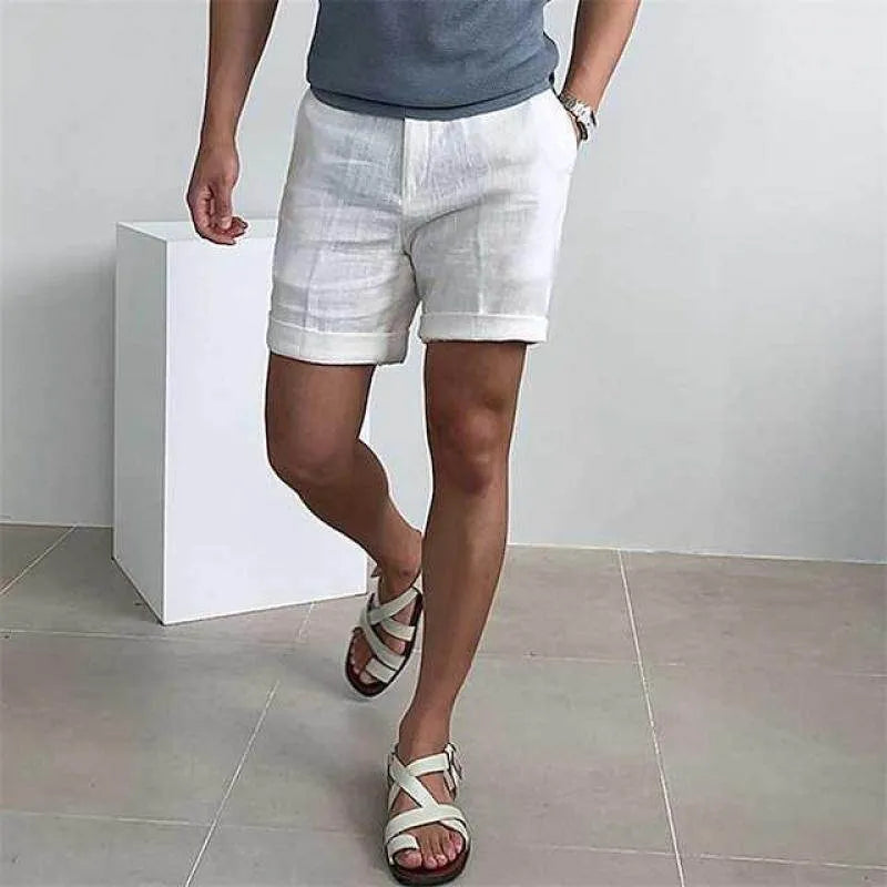 Mens Vintage Linen Beach Shorts - AngraBech